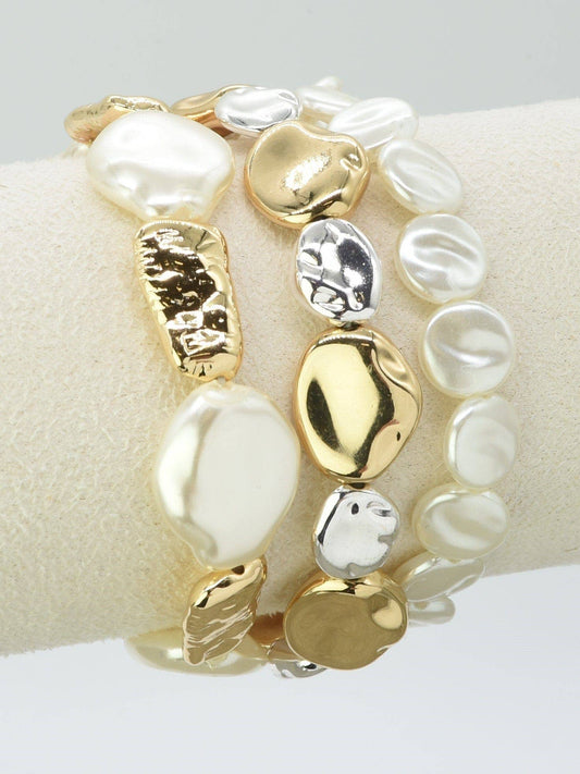 3 Piece Pearl Stretch Bracelet Set
