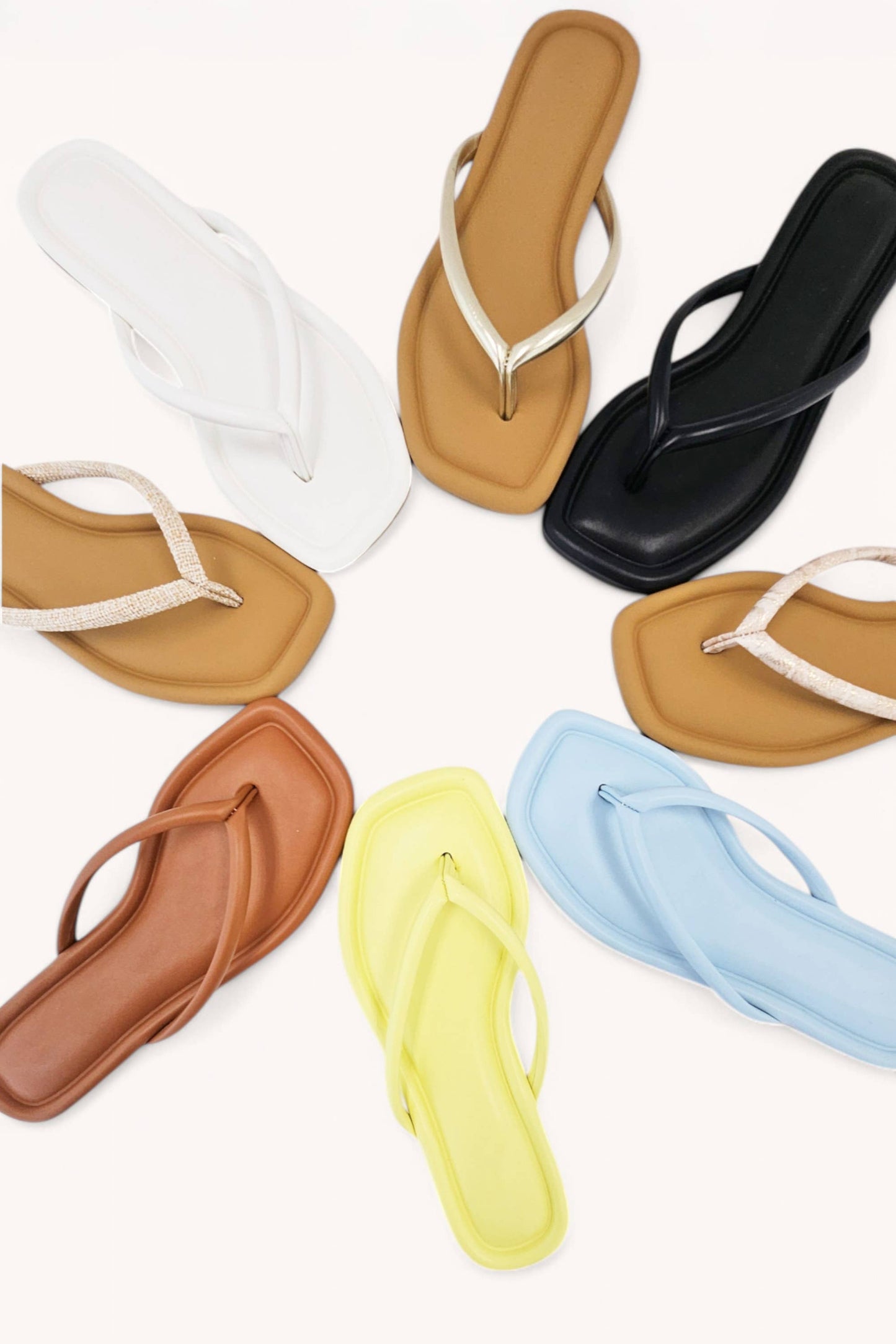 SQUARE TOE SIMPLE THONG STRAP SANDALS