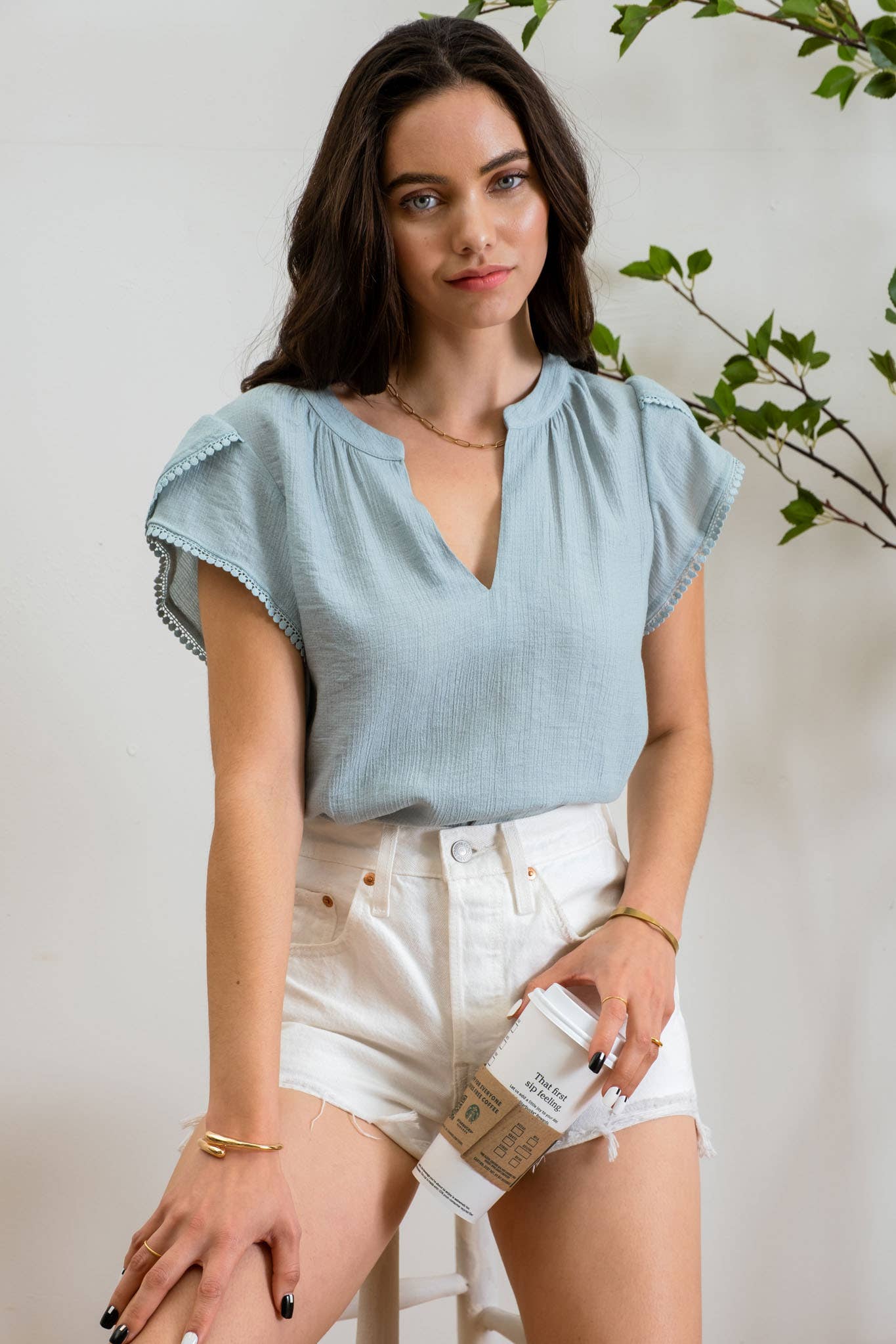 PETAL TASSEL SLEEVE BLOUSE