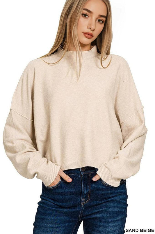 `.0807 Mock Neck Fall Crop Sweater SI-25985