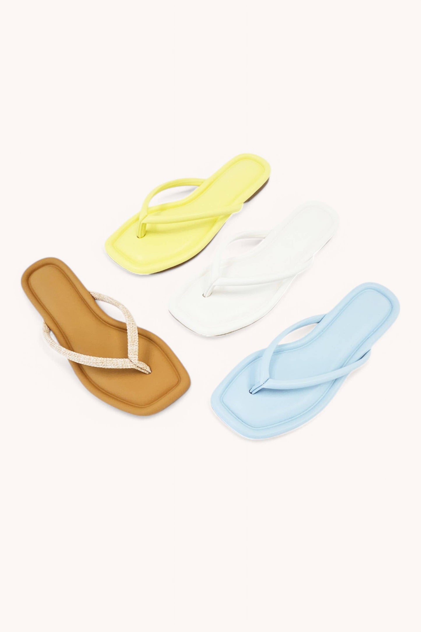 SQUARE TOE SIMPLE THONG STRAP SANDALS