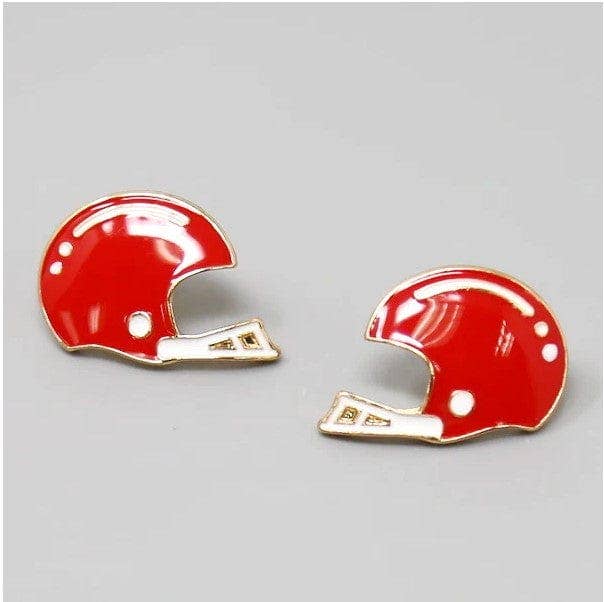 KE1001 Football Helmet Gameday Post Earrings: Red White