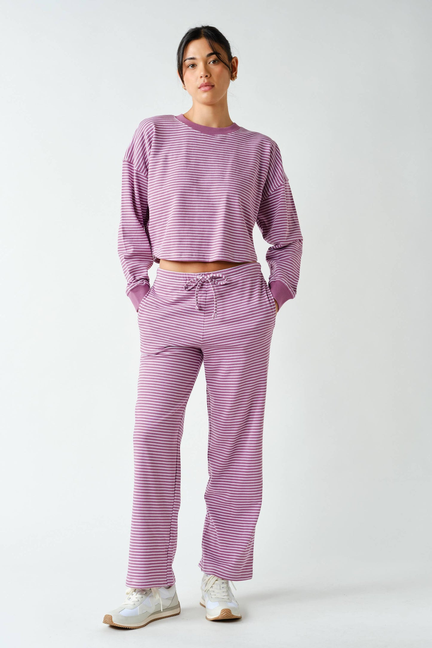 Coastal Striped Crop Top & Pant Set