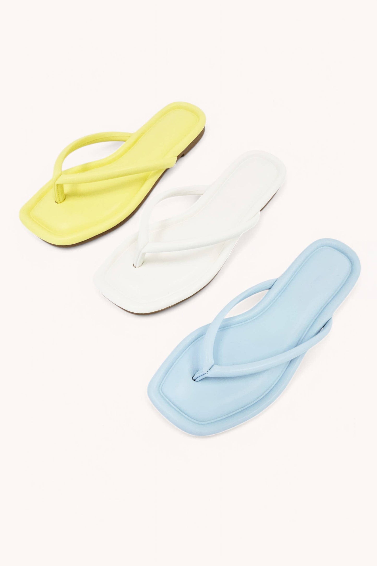 SQUARE TOE SIMPLE THONG STRAP SANDALS