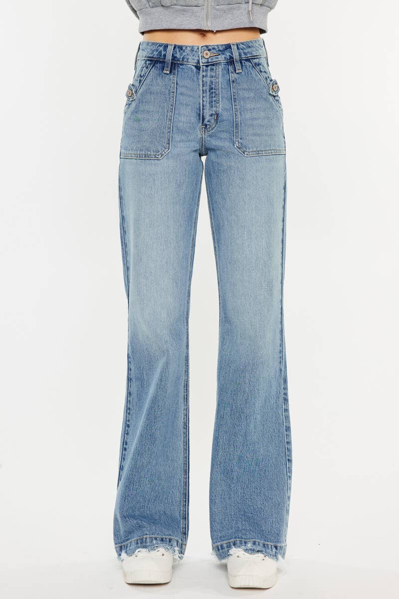 HIGH RISE WIDE FLARE JEANS- Judy Blue