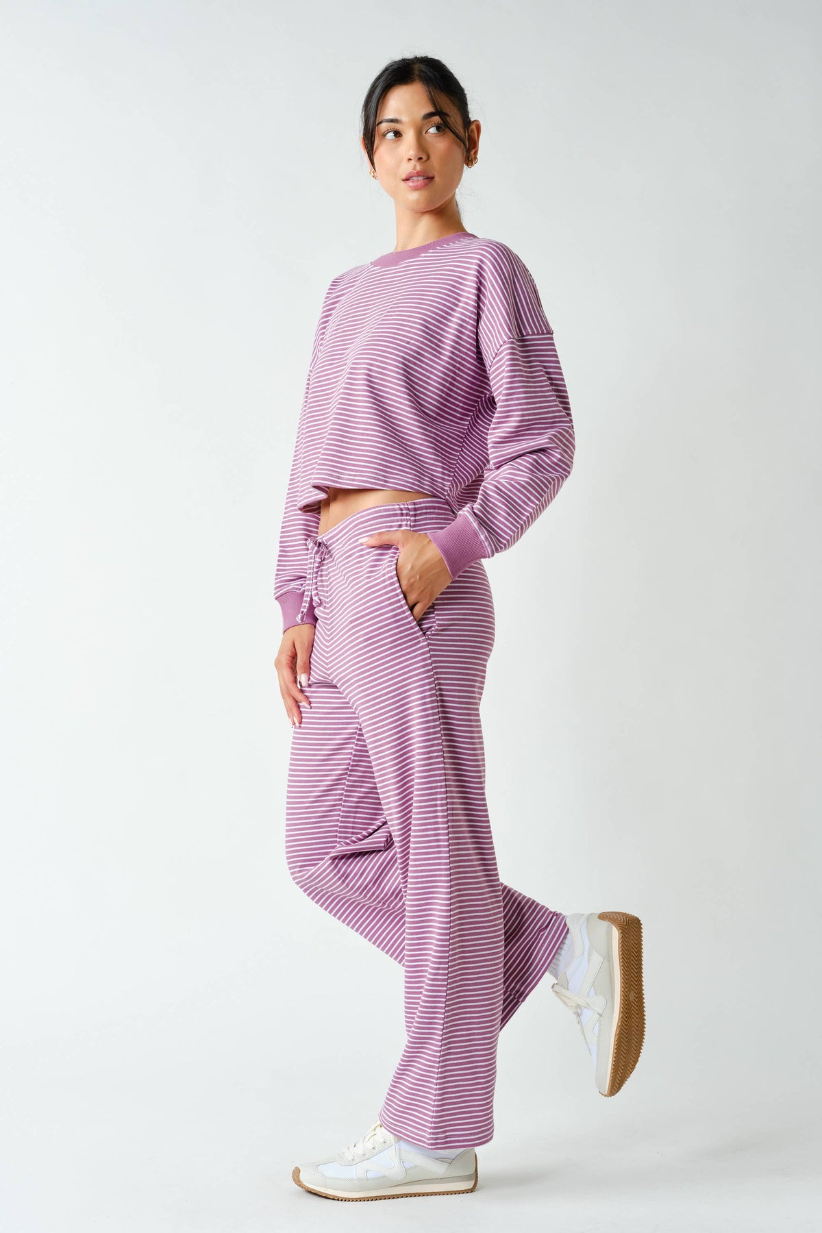 Coastal Striped Crop Top & Pant Set