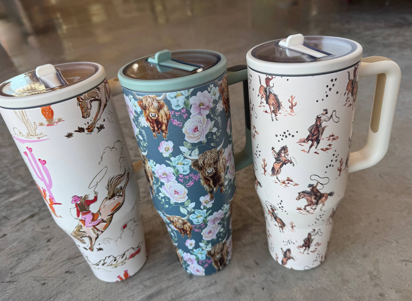 FLORAL & WESTERN STAINLESS STEEL TUMBLER