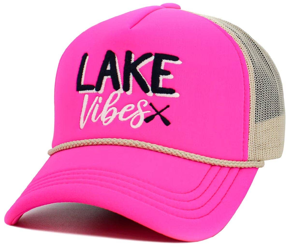 Lake Vibes Foam Trucker Mesh Cap: Neon Pink