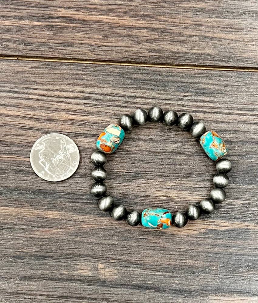 711607, Handmade Navajo Gemstone Stretch Bracelet