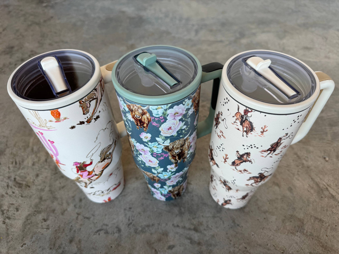 FLORAL & WESTERN STAINLESS STEEL TUMBLER