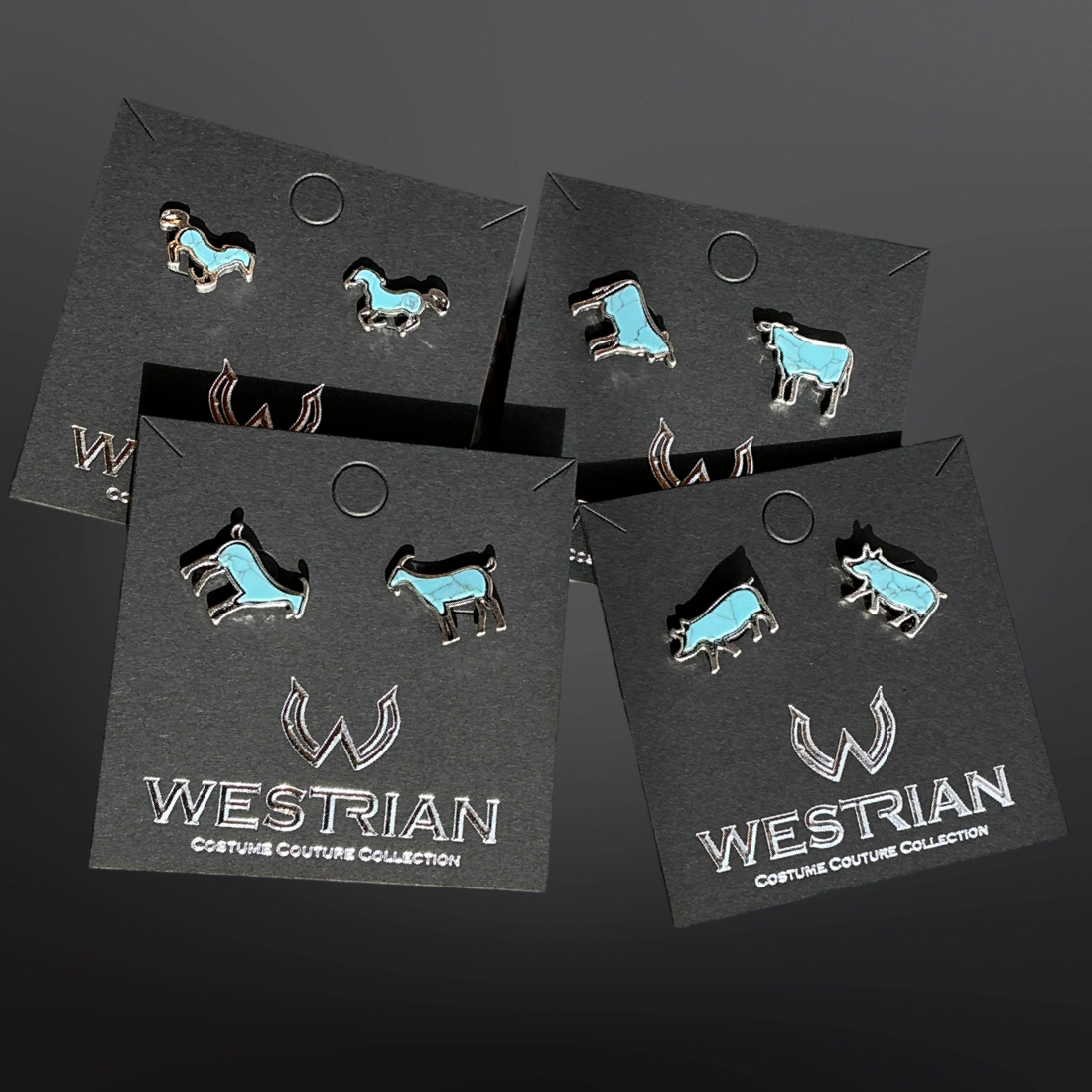 Farm Animal Faux Turquoise Earrings Cow Horse Pig Goat