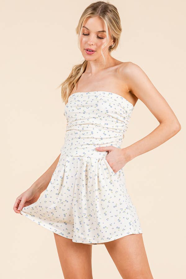FLORAL PRINTED TUBE ROMPER