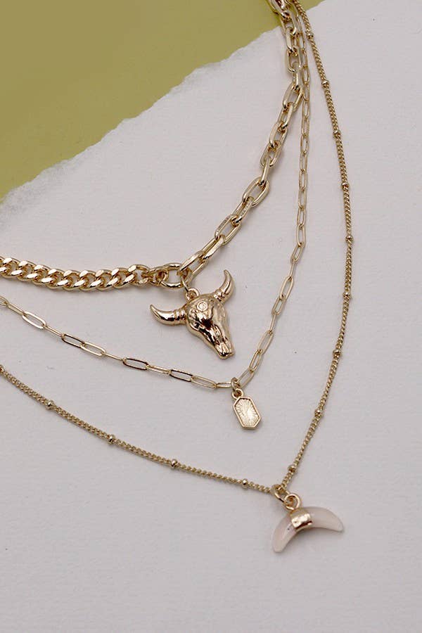 Bull Horn Layered Necklace