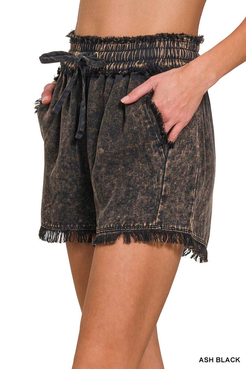 Mineral Washed Short Pants w/ Pockets
