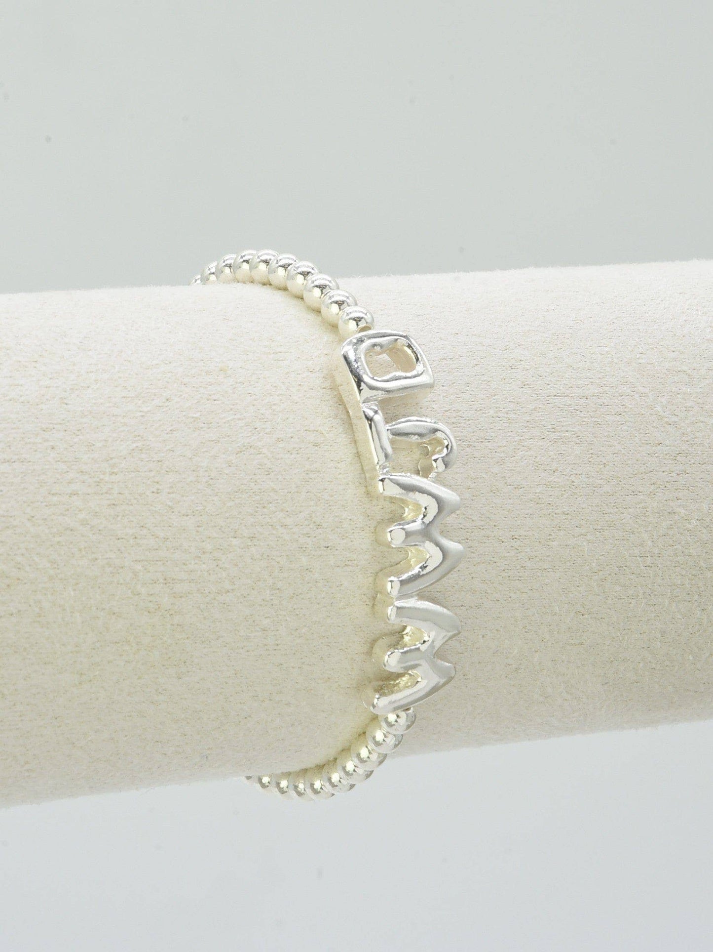 WWJD Beaded Stretch Bracelet: Silver