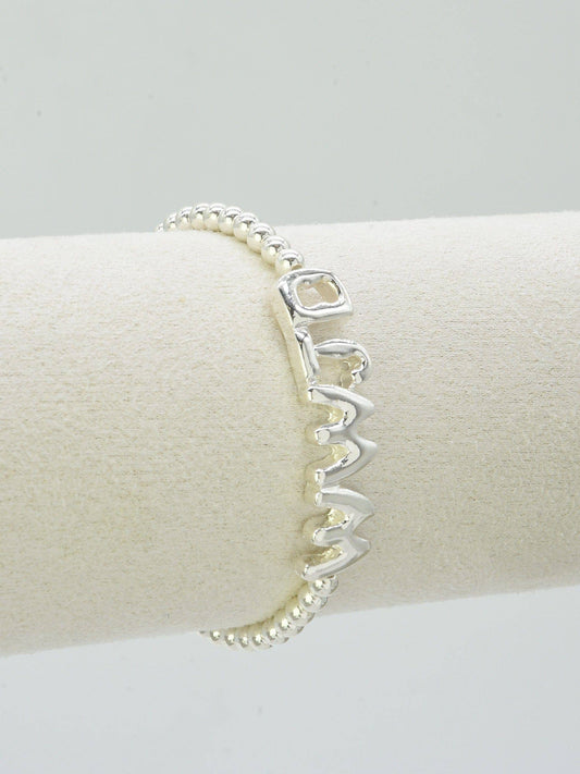WWJD Beaded Stretch Bracelet: Silver