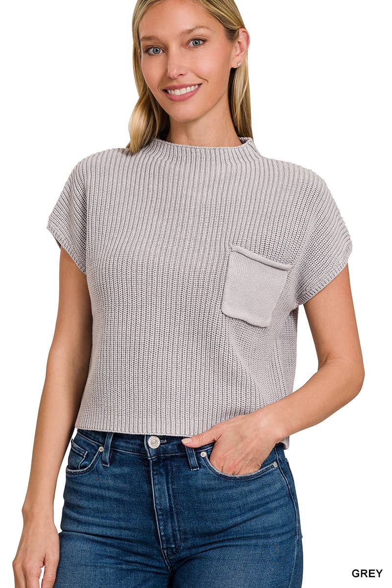 Brooke Short Sleeve Mock Neck Sweater