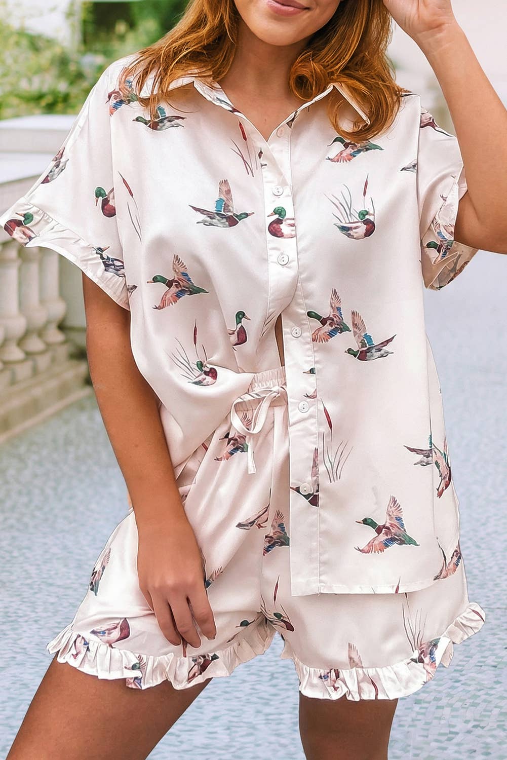 Mallard Ruffle Button 2pc Set