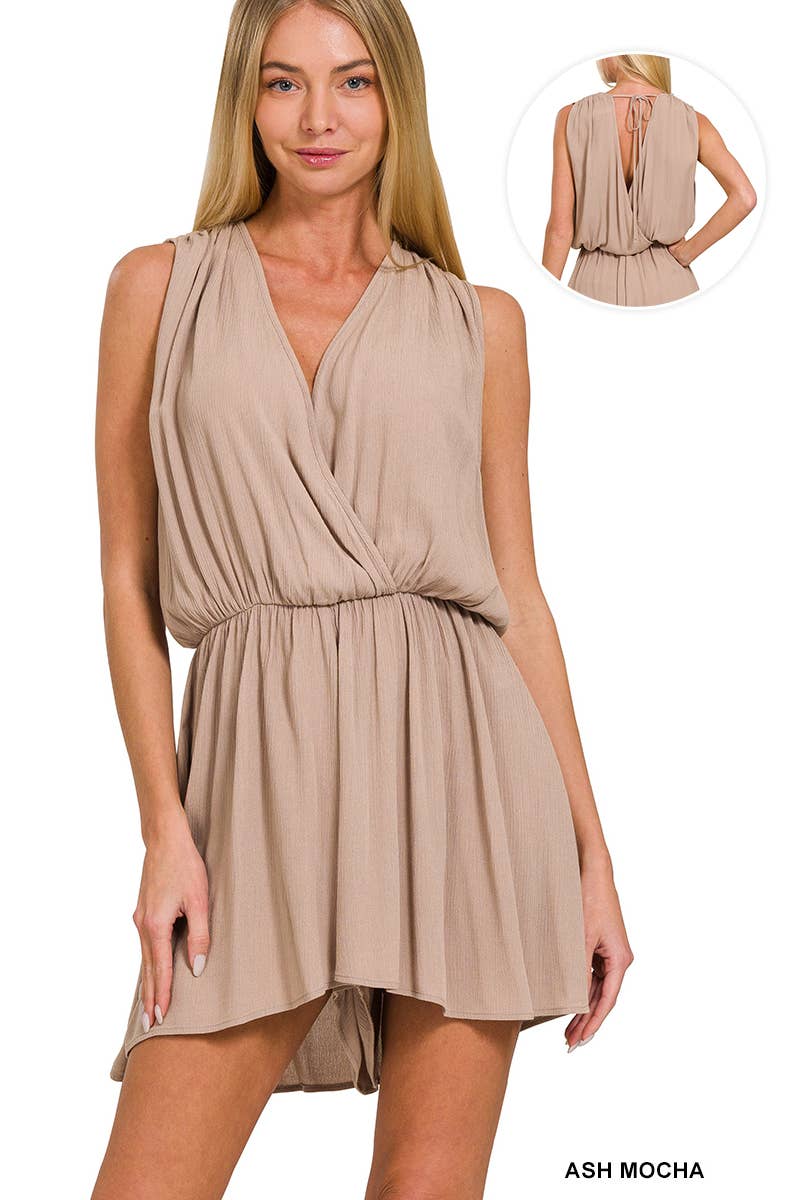 Romper With Tie Open Back