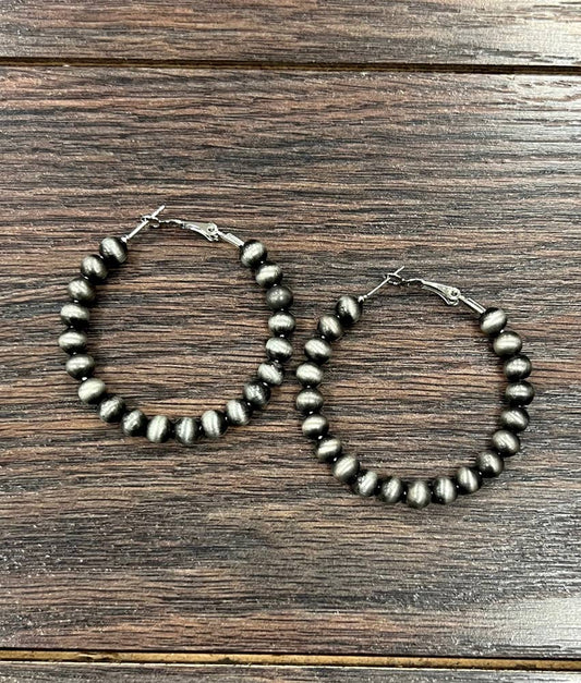720219, 45mm Hoop, 6mm Navajo Earrings