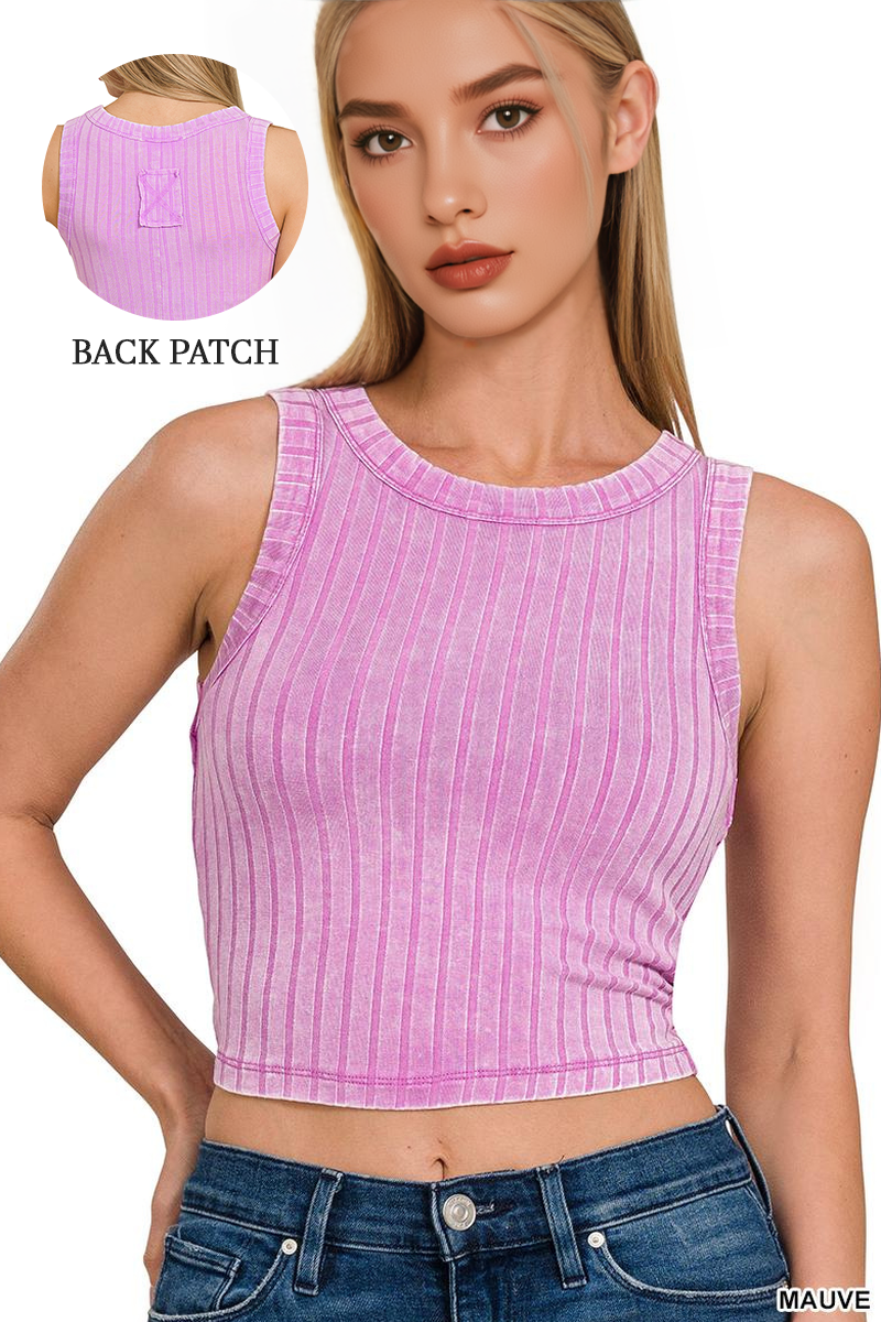 `.Ribbed Sleeveless Crop Tank Top