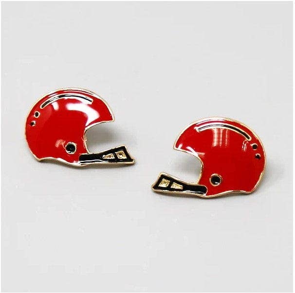 KE1001 Football Helmet Gameday Post Earrings: Red White