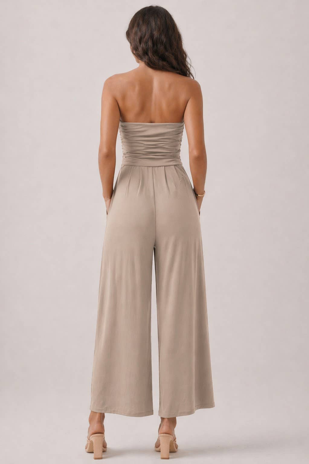 TUBE TOP W/SHIRRING PALAZZO ROMPER