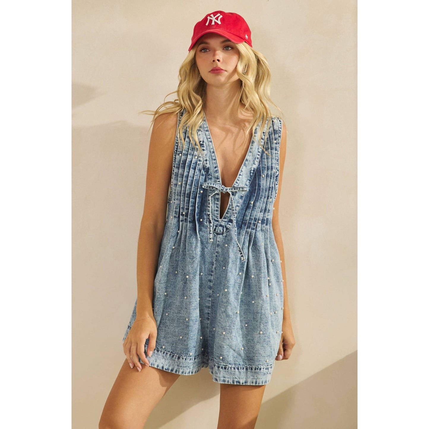 Pearl Denim Romper