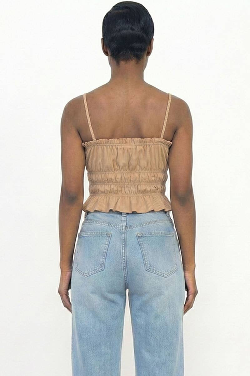 Tiered Shirred Body Crop Top