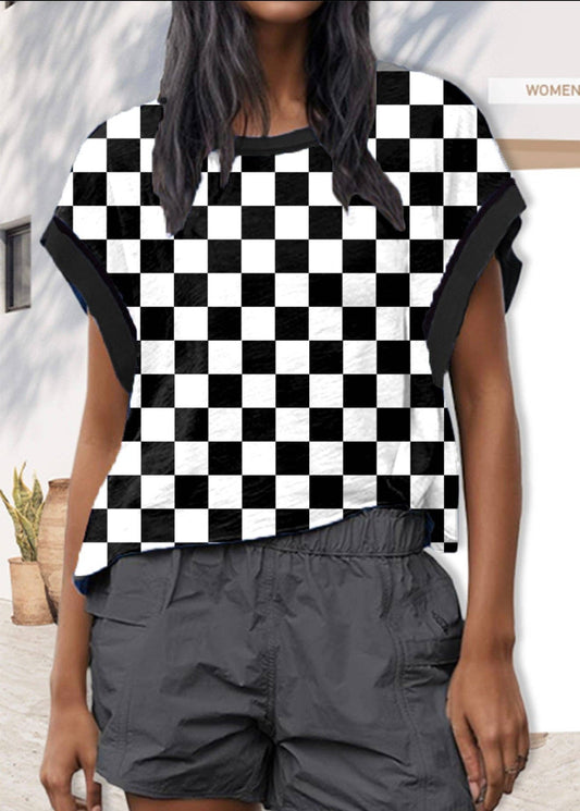 Checkerboard Cross-Back Shirt