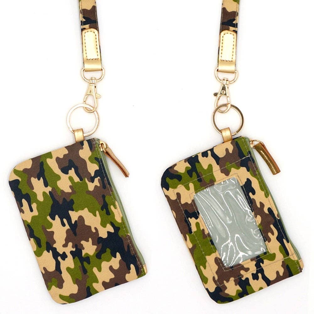 Camo Women's Lanyard ID Wallet