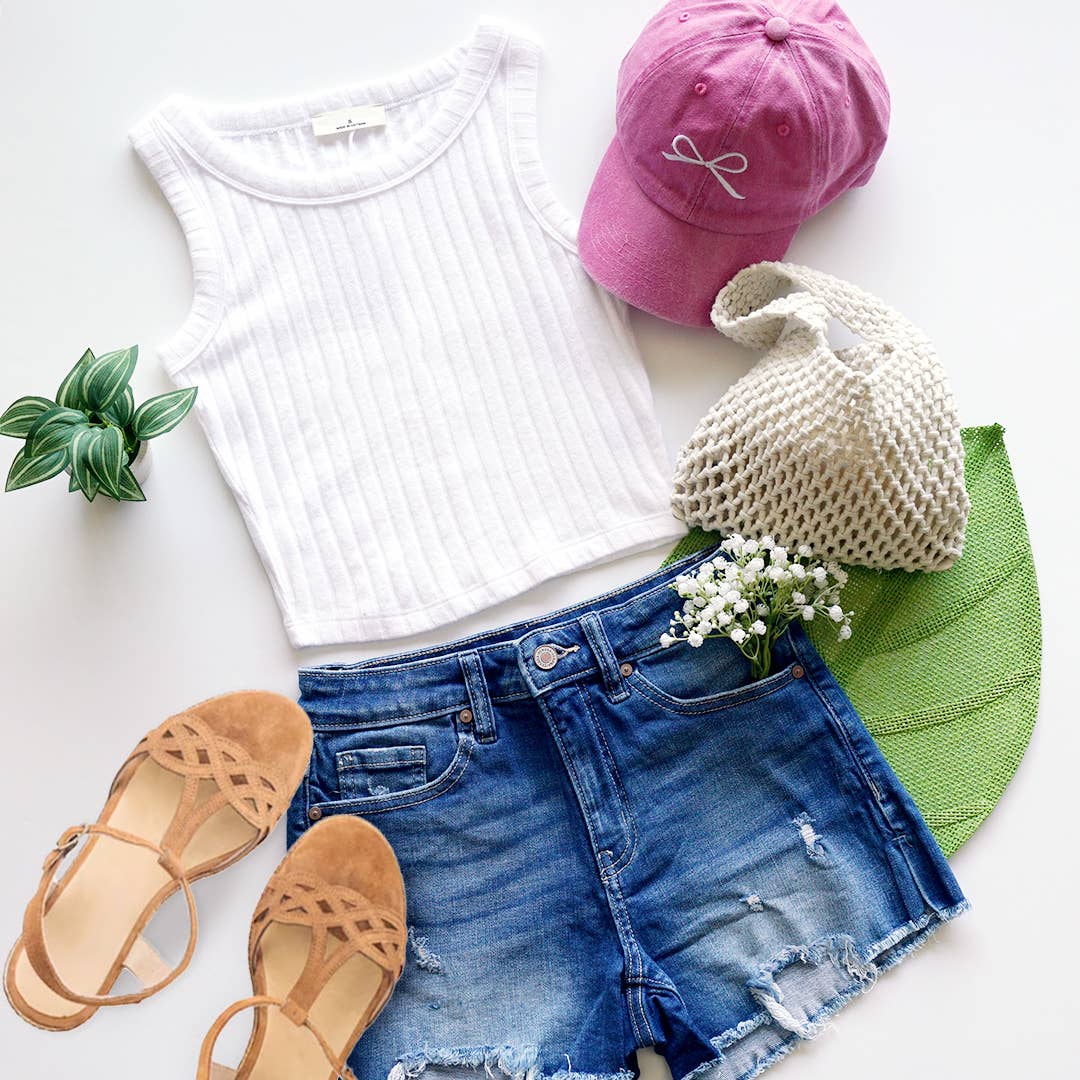 `.Ribbed Sleeveless Crop Tank Top