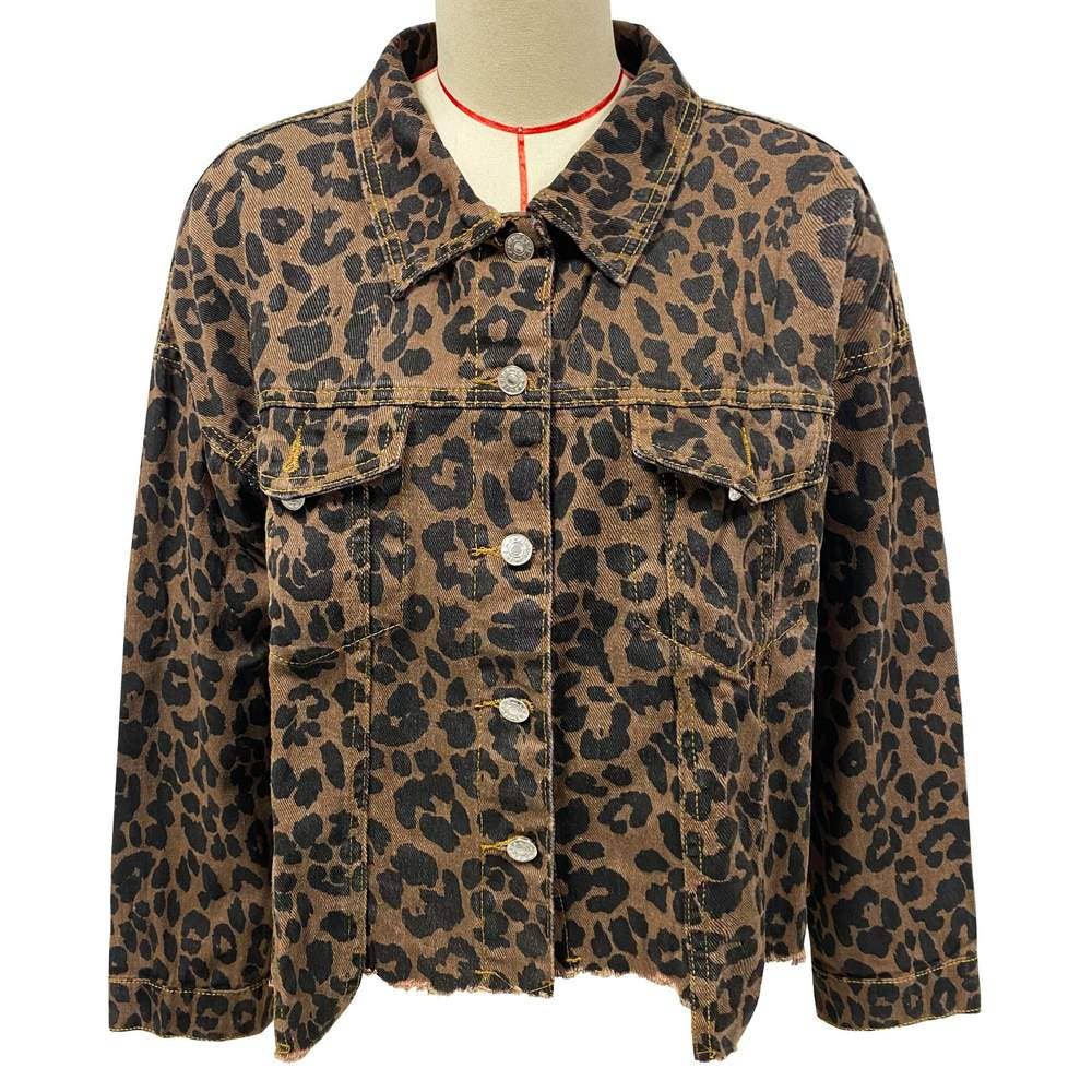Leopard denim coat