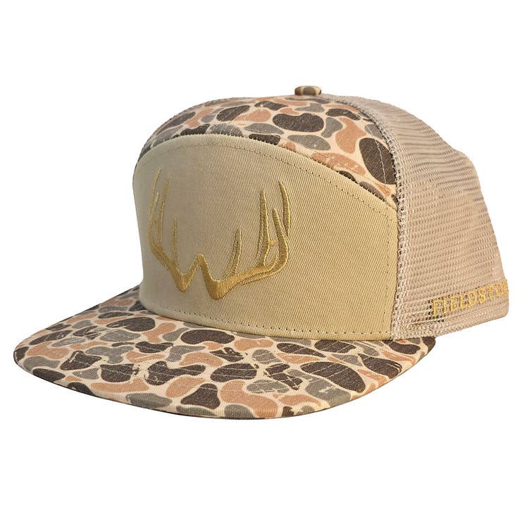 7 Panel Woodlands Camo Rack 3D Puff Logo Hat