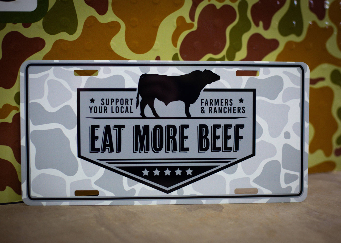 Eat beef - car tag