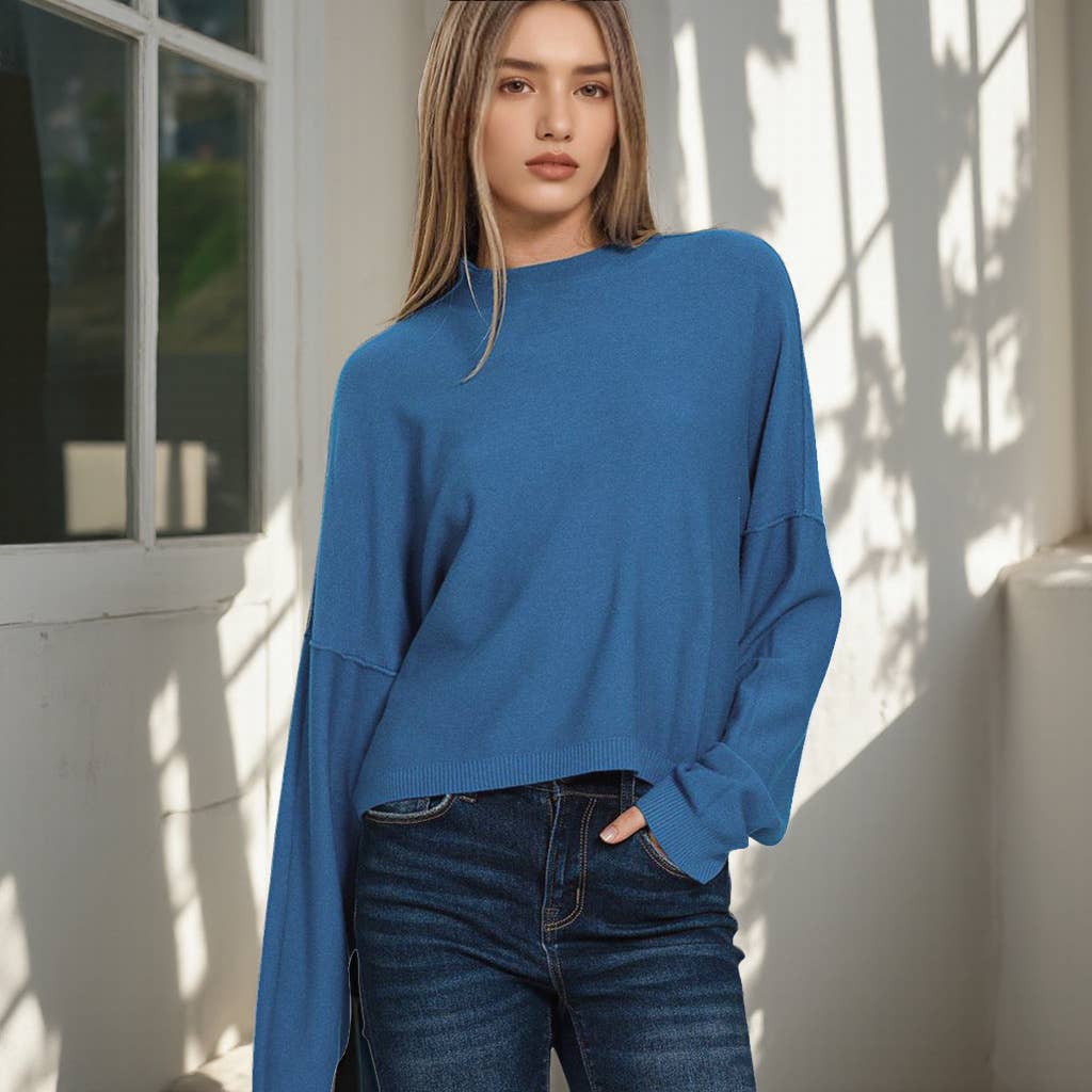 `.Mock Neck Soft Fall Sweater