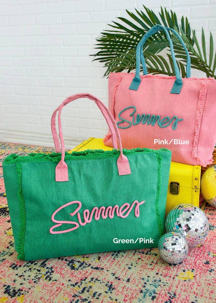 Sewn Rope Summer Letter Fringe Tote Bag: Orange