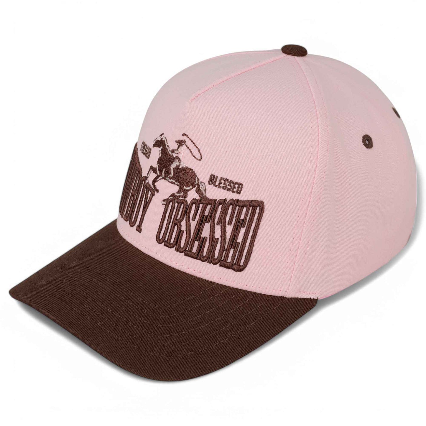 Cowboy Obsessed Embroidered Trucker Hat: Denim
