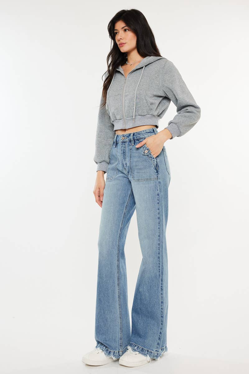HIGH RISE WIDE FLARE JEANS- Judy Blue