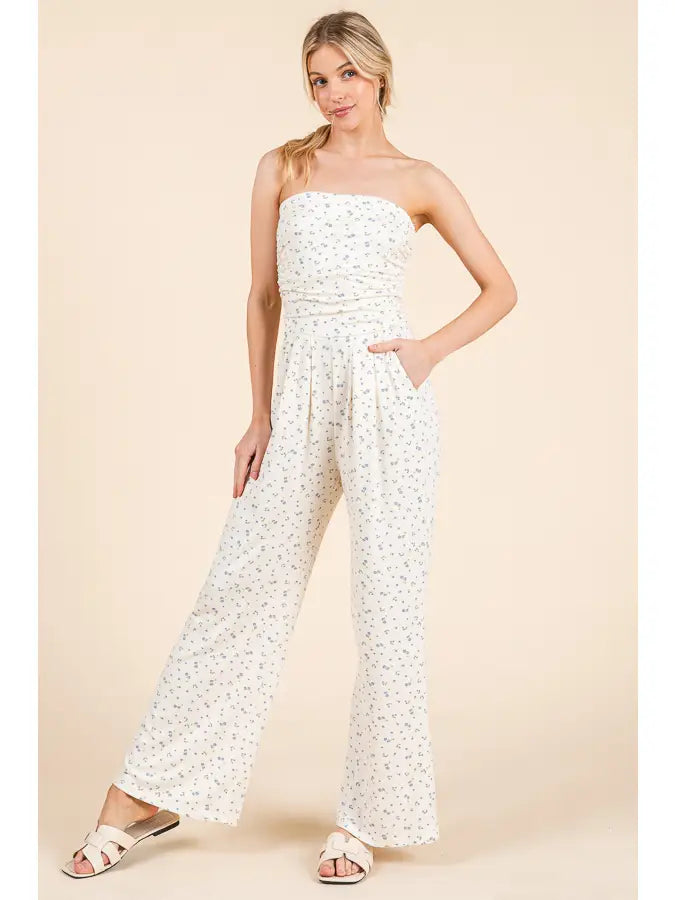 Floral Strapless Jumpsuit
