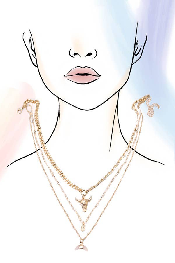 Bull Horn Layered Necklace