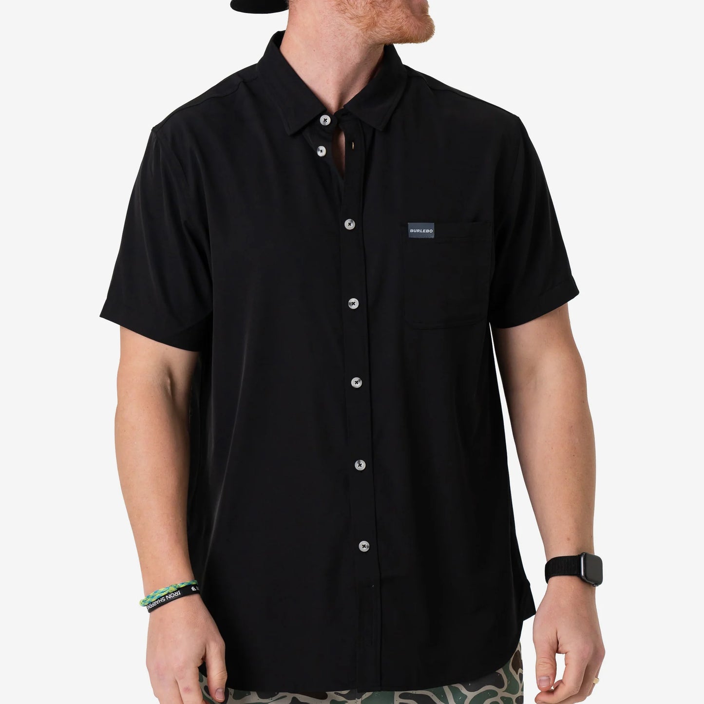 Performance Button Up Heather Black