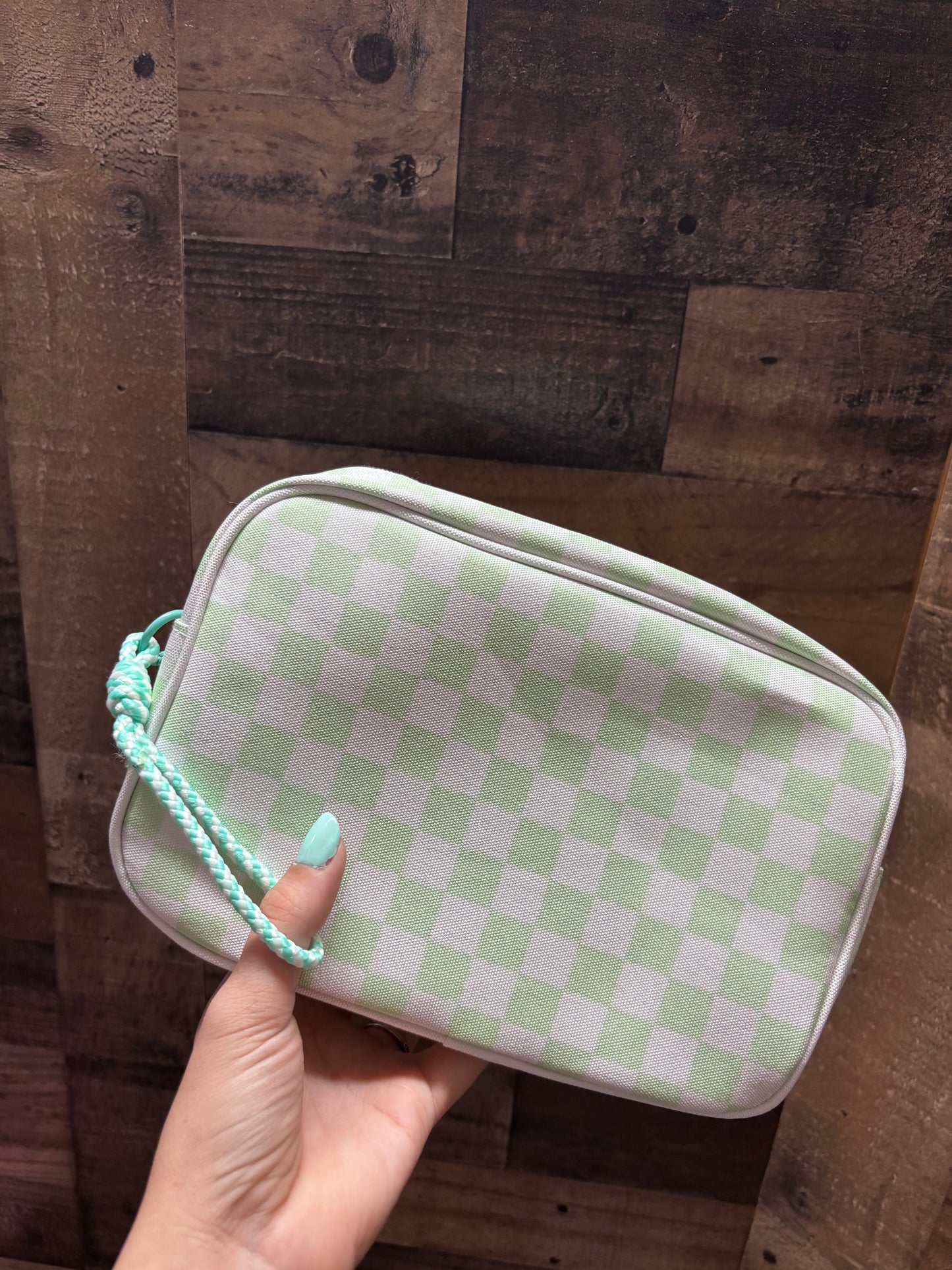 Checkered Cosmetic Travel Bag