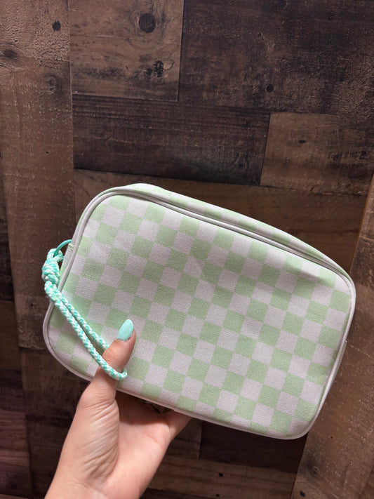 Checkered Cosmetic Travel Bag
