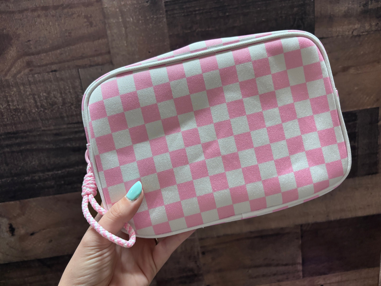 Checkered Cosmetic Travel Bag