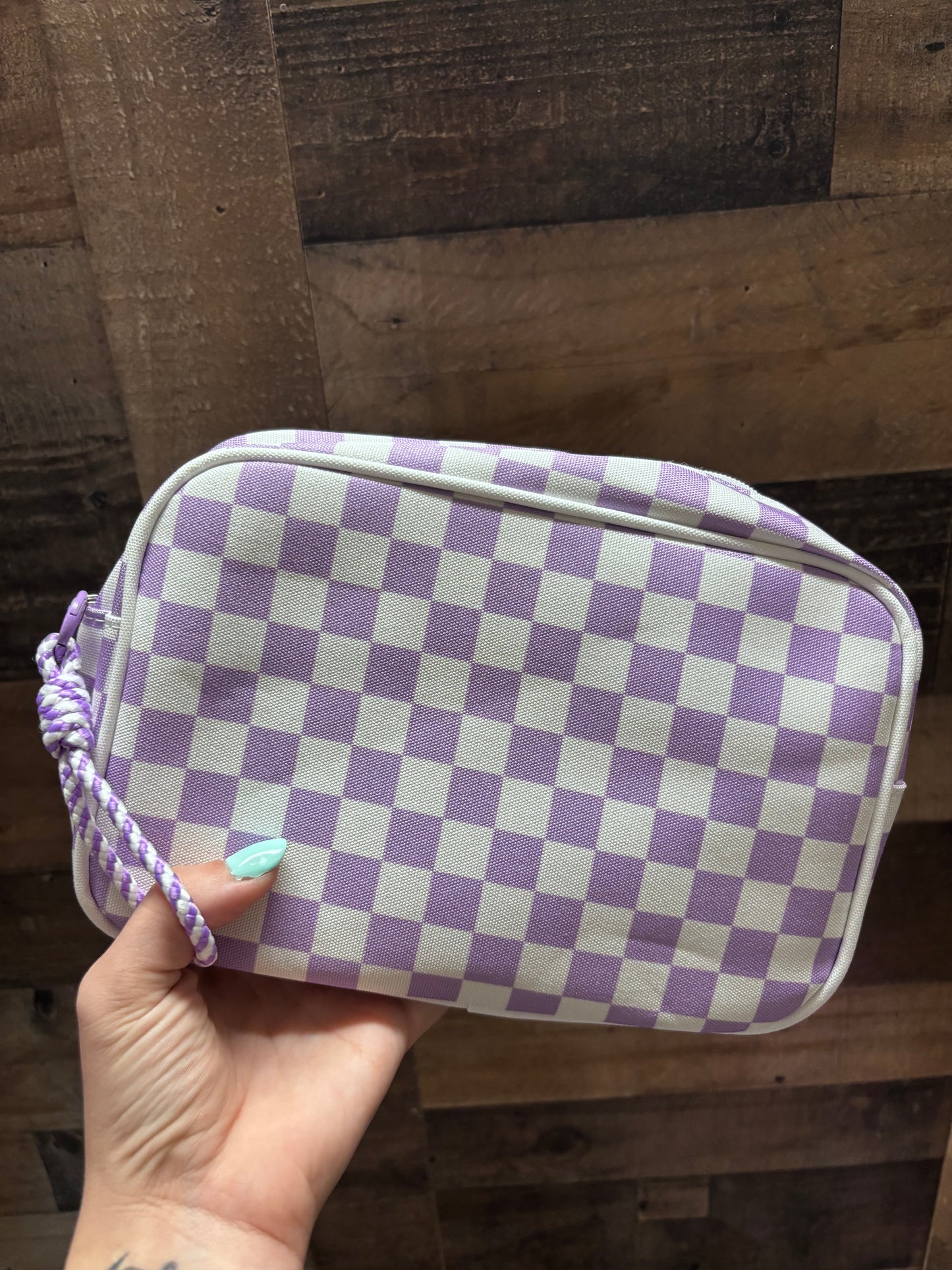 Checkered Cosmetic Travel Bag