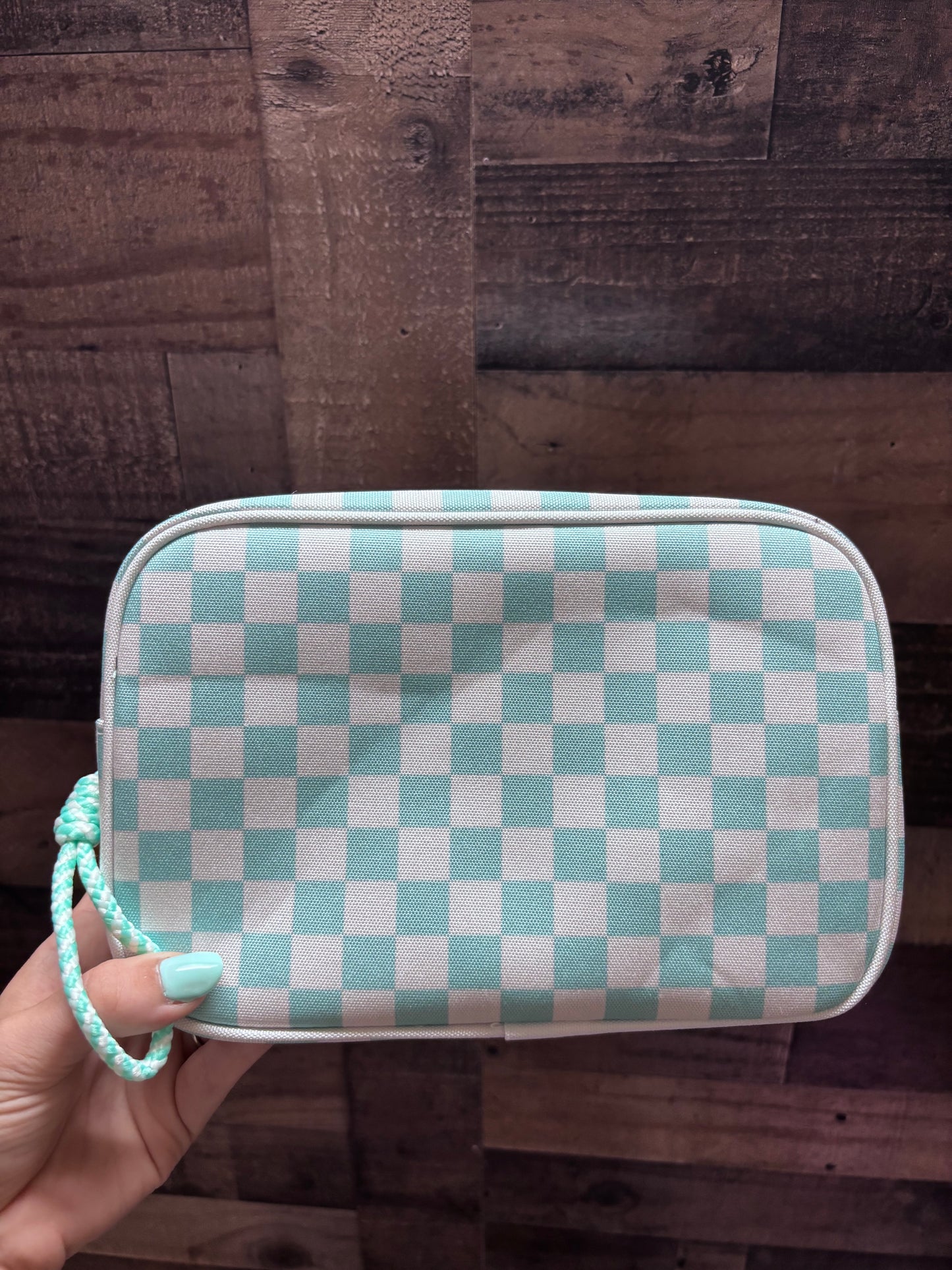 Checkered Cosmetic Travel Bag