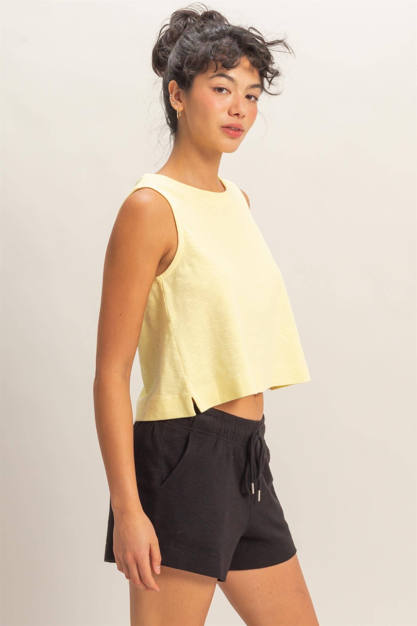Sleeveless Boxy Fit Crew Neck Top