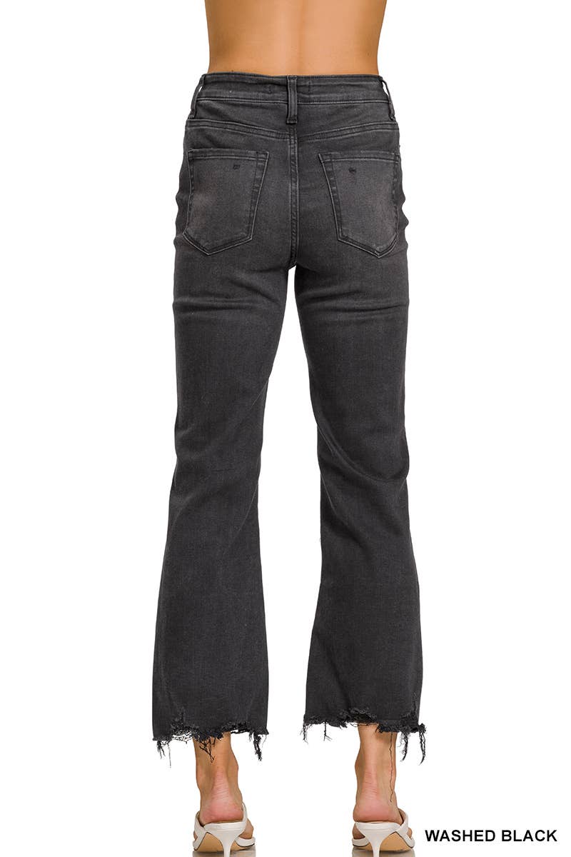 Distressed Knee And Hem Pants