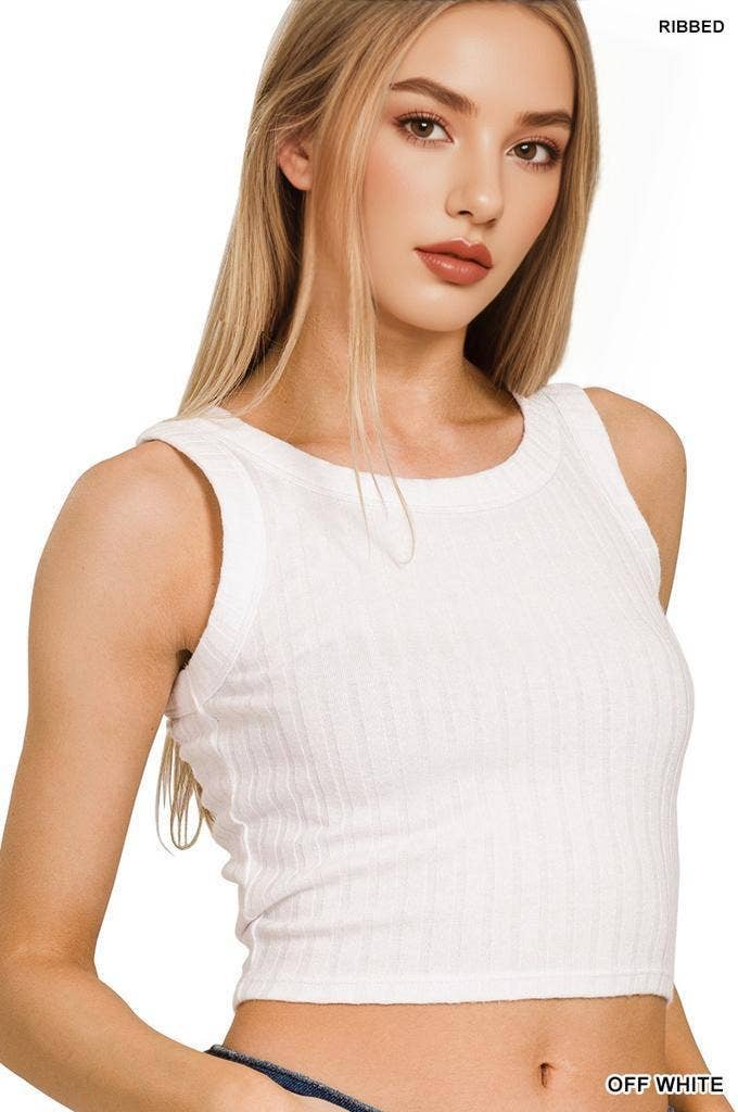 `.Ribbed Sleeveless Crop Tank Top
